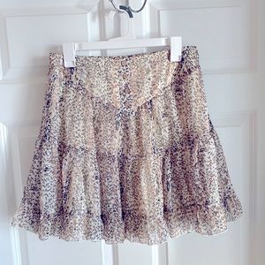 High Waisted Floral Print Button Skirt